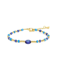 Sterling Forever Gold-Tone or Silver-Tone Blue Beaded Sibyl Bracelet
