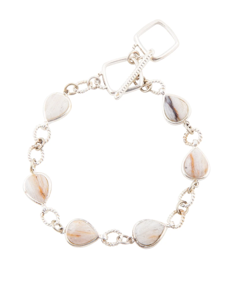 Barse Astro Genuine Wood Opal Teardrop Link Bracelet