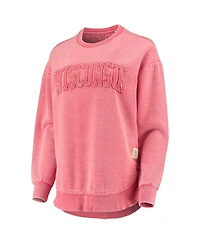 Women's Pressbox Red Distressed Wisconsin Badgers Ponchoville Pullover Sweatshirt