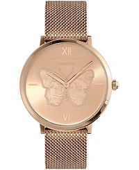 Olivia Burton Women's Signature Butterfly Rose Gold-Tone Stainless Steel Mesh Watch 35mm