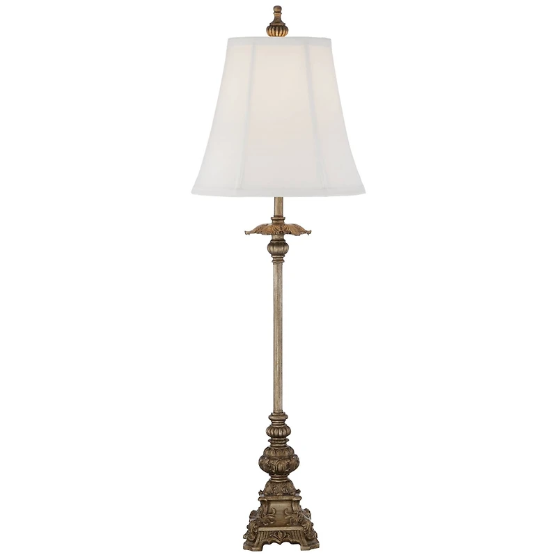 Regency Hill Juliette Traditional Buffet Table Lamps 36 1/2" Tall Set of 2 Antique Gold Ornate Base White Bell Shade for Bedroom Living Room Beds