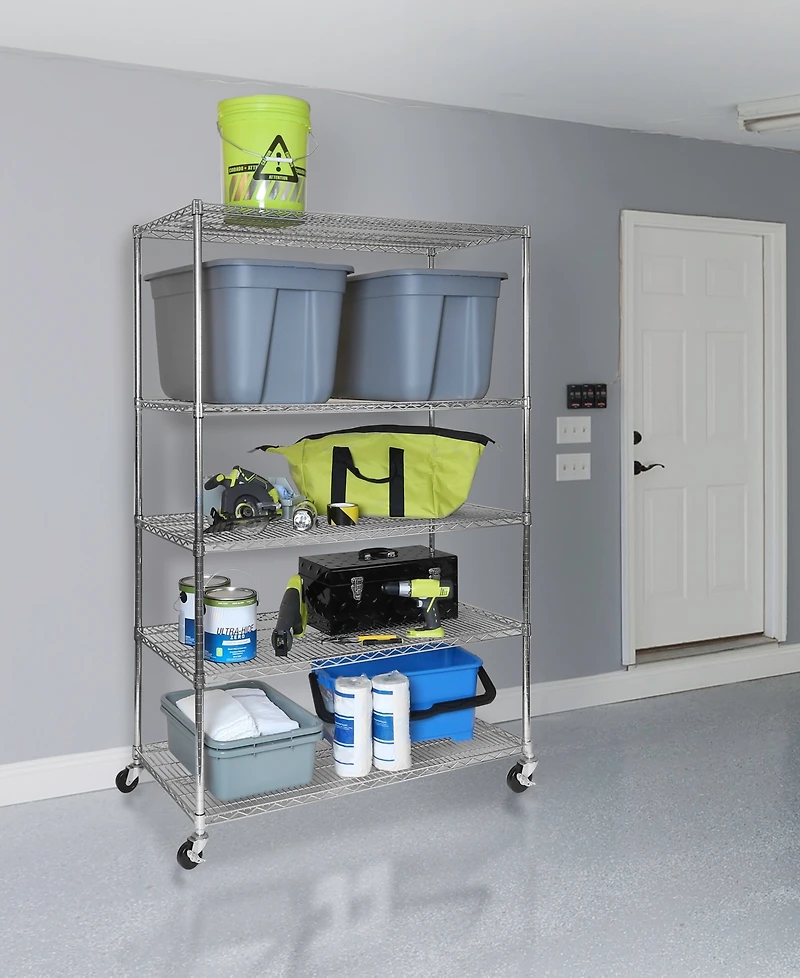 Seville Classics UltraDurable 5-Tier Nsf Steel Wire Shelving, 48" W x 24" D x 76" H