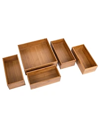 Seville Classics Bamboo 5-Piece Storage Bin Organizer Box Set