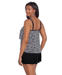 Longitude by Mimi Flamingo Women's Madison Square Double Ruffle Faux Swimsuit Skirtini