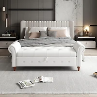 Streamdale Furniture 63" Bed Bench Cream White Fabric