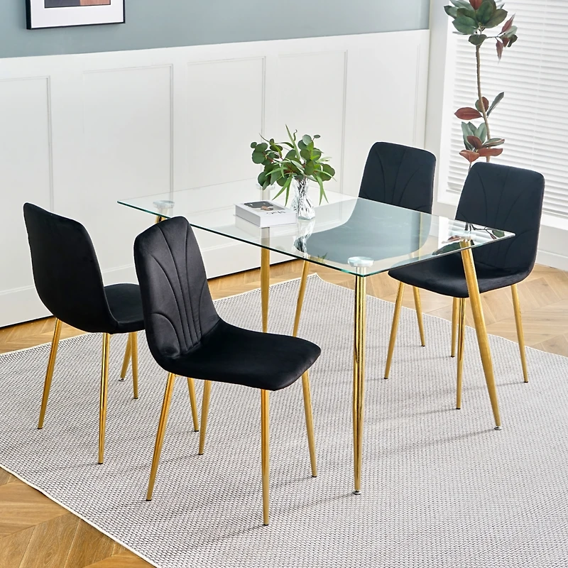 Simplie Fun Set of 4 Modern Black Dining Chairs