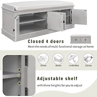 Streamdale 4-Door Storage Bench with Shelves and Cushion