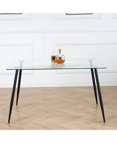 Streamdale Furniture Streamdale Glass Dining Table with Metal Legs