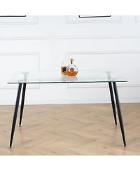 Streamdale Furniture Streamdale Glass Dining Table with Metal Legs