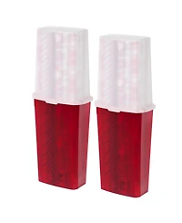 Iris Usa 40" 20 Rolls Wrapping Paper Storage Box Container, Clear/Red