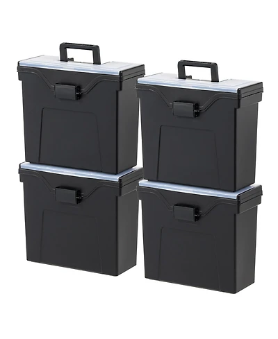Iris Usa File Box Slim Portable File Organizer Plastic File Box for Letter File w/ Organizer-Lid, Bpa-Free Plastic Storage Organizer with Secure Buckl