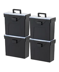 Iris Usa File Box Slim Portable File Organizer Plastic File Box for Letter File w/ Organizer-Lid, Bpa-Free Plastic Storage Organizer with Secure Buckl