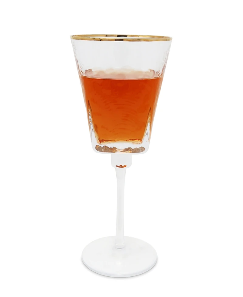 Vivience Square Shaped Rim Hammered Wine Glasses, Set of 6