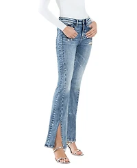 Flying Monkey Women's High Rise Split Hem Flare Jeans