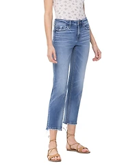Flying Monkey Women's Mid Rise Cropped Step Hem Straight Jeans