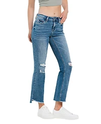 Vervet Women's Mid Rise Step Hem Ankle Flare Jeans