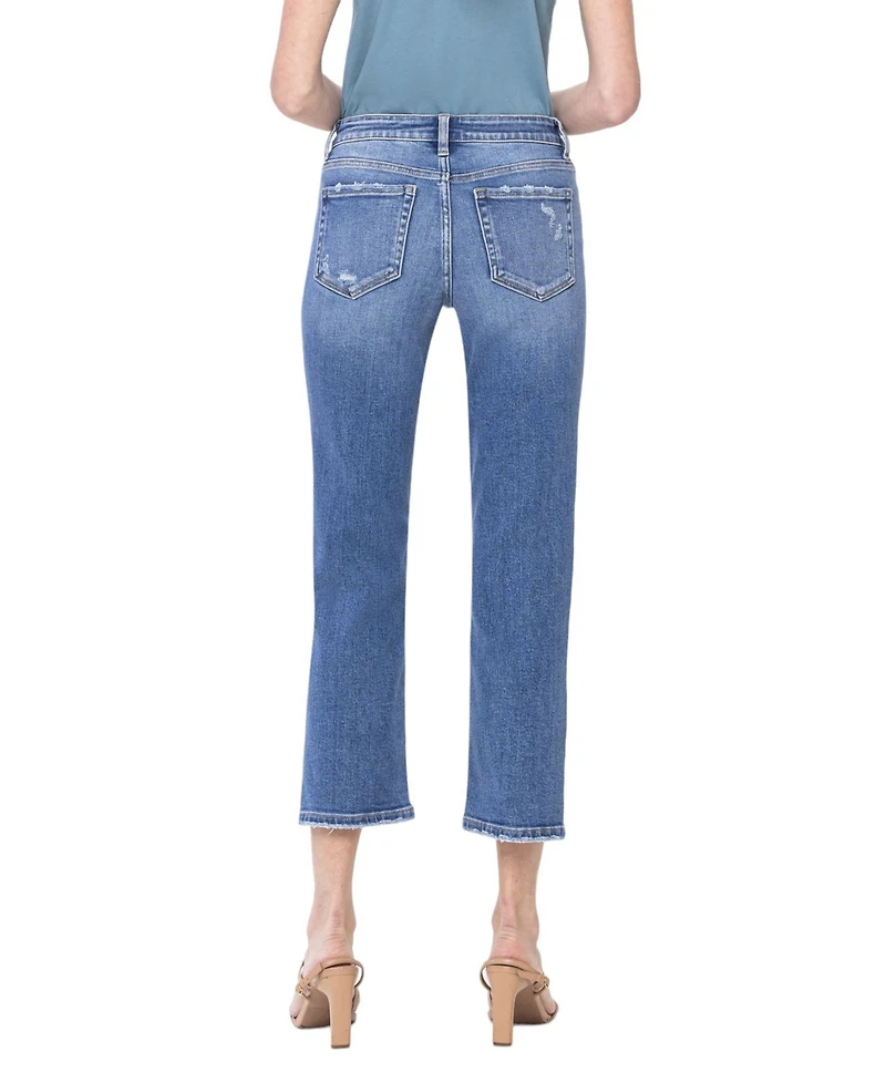 Vervet Women's Mid Rise Cropped Straight Jeans