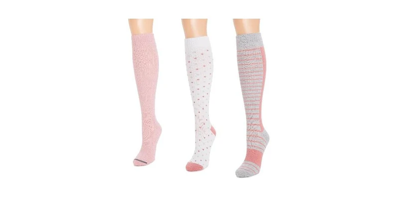 Muk Luks Women's 3 Pack Cotton Compression Knee-High Socks