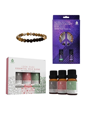 Pursonic Aromatherapy Bliss Bundle: Lava Stone Bracelet + Pure Essential Oils.