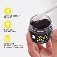 Natural Radiance Combo: Activated Coconut Charcoal Powder Natural Teeth Whitener + 100% Eco-friendly Cedarwood Toothbrushes (6 Pack)