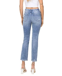 Flying Monkey Women's High Rise Cropped Slim Straight Jeans