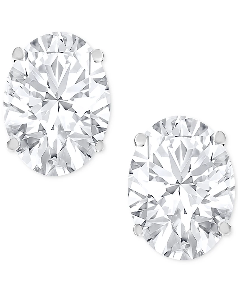 Diamond Oval Screw Back Stud Earrings (3 ct. t.w.) in 14k White Gold