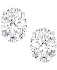 Diamond Oval Screw Back Stud Earrings (3 ct. t.w.) in 14k White Gold