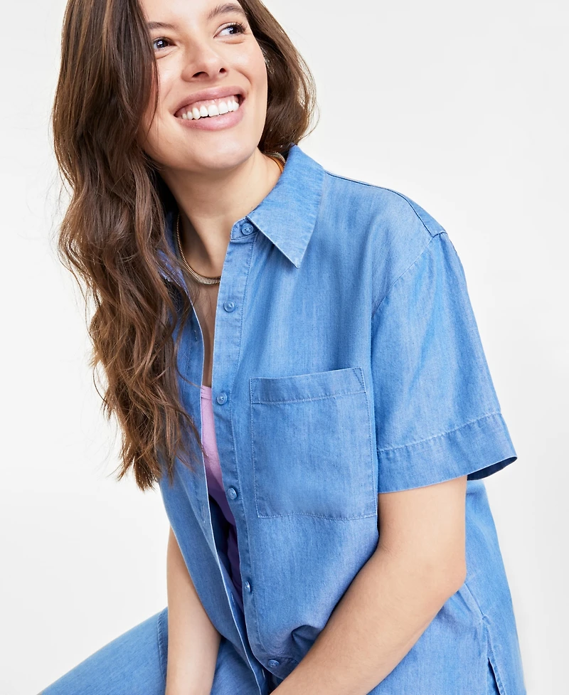 On 34th Women's Easy Button Front Shirt, Created for Macy's