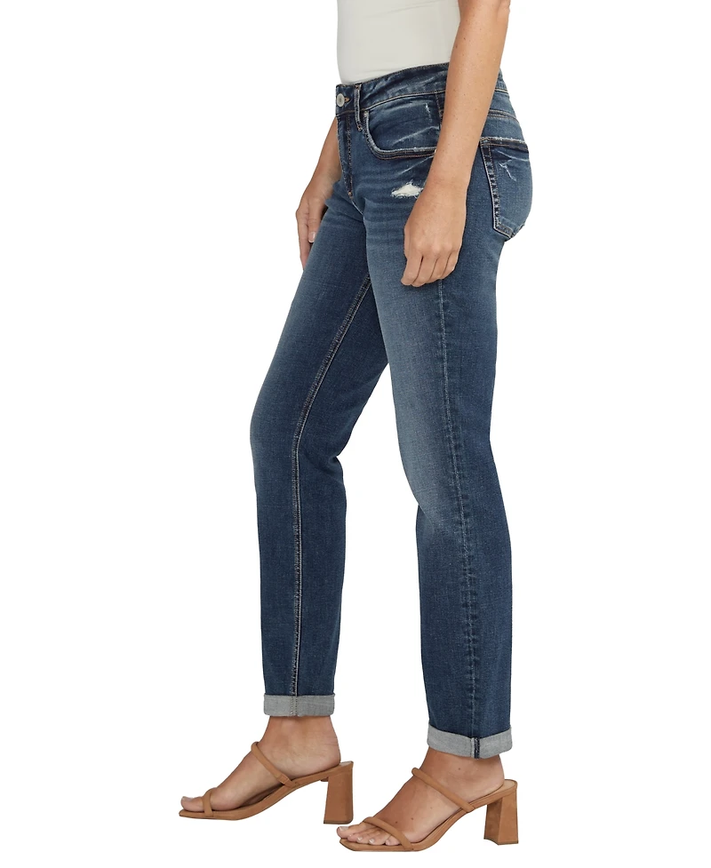 Silver Jeans Co. Women's Boyfriend Mid Rise Slim Leg