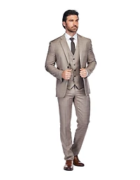 Gino Vitale Men's 3 Piece Slim Fit Brown Check Suit