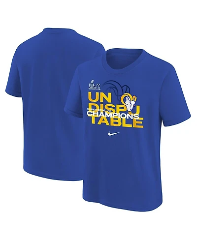 Big Boys Nike Royal Los Angeles Rams Super Bowl Lvi Champions Slogan T-shirt