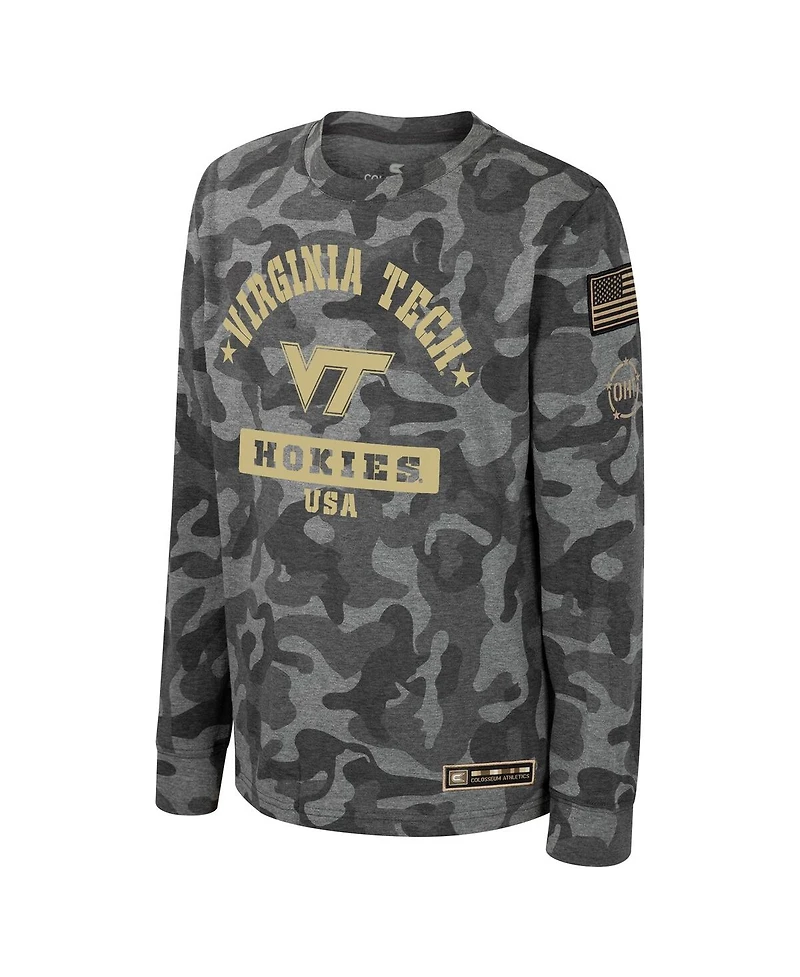 Big Boys Colosseum Camo Virginia Tech Hokies Oht Military-Inspired Appreciation Dark Star Long Sleeve T-shirt