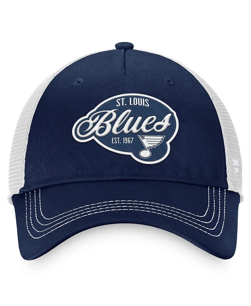 Women's Fanatics Navy, White St. Louis Blues Fundamental Trucker Adjustable Hat