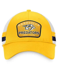Men's Fanatics Gold, White Nashville Predators Fundamental Striped Trucker Adjustable Hat