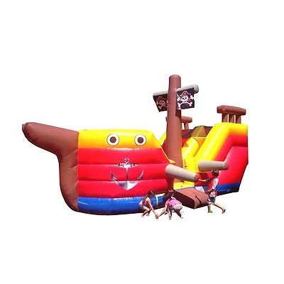HeroKiddo 15 Pirate Ship Commercial Grade Bounce House Water Slide for Kids and Adults (with Blower), Outdoor Indoor, Wet Dry Use, Big Inflatable, Bir