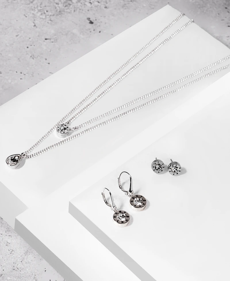Dkny Crystal Logo Drop Earrings