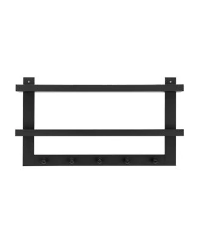 Danya B Two-Tier Ledge Shelf Wall Organizer with Five Hanging Hooks