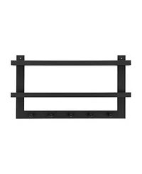 Danya B Two Tier Ledge Shelf Wall Organizer With Five Hanging Hooks