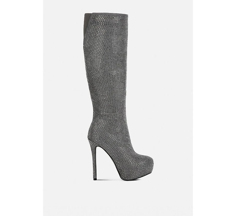 nebula rhinestone embellished stiletto calf boots