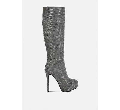nebula rhinestone embellished stiletto calf boots