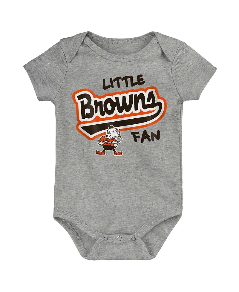 Baby Boys and Girls Heather Gray Distressed Cleveland Browns Retro Little Baller Bodysuit