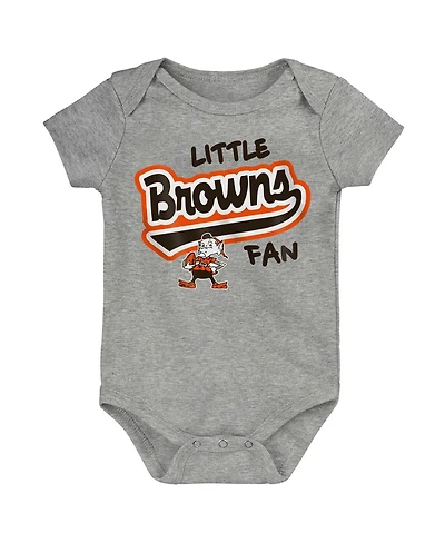 Baby Boys and Girls Heather Gray Distressed Cleveland Browns Retro Little Baller Bodysuit