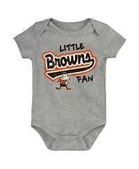 Baby Boys and Girls Heather Gray Distressed Cleveland Browns Retro Little Baller Bodysuit