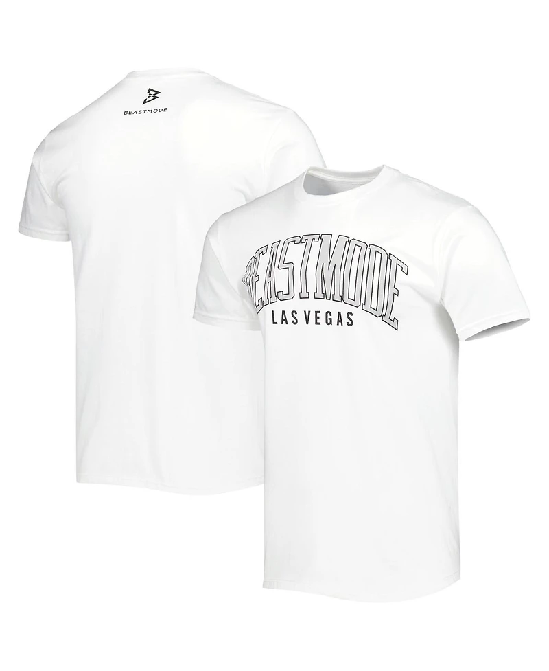 Men's White Beast Mode Logo Collegiate T-shirt