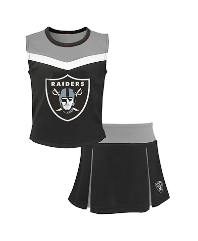 Big Girls Black Las Vegas Raiders Spirit Two-Piece Cheerleader Set