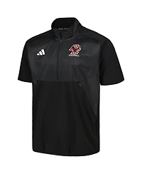 Men's adidas Black Boston College Eagles Sideline Aeroready Raglan Short Sleeve Quarter-Zip Jacket