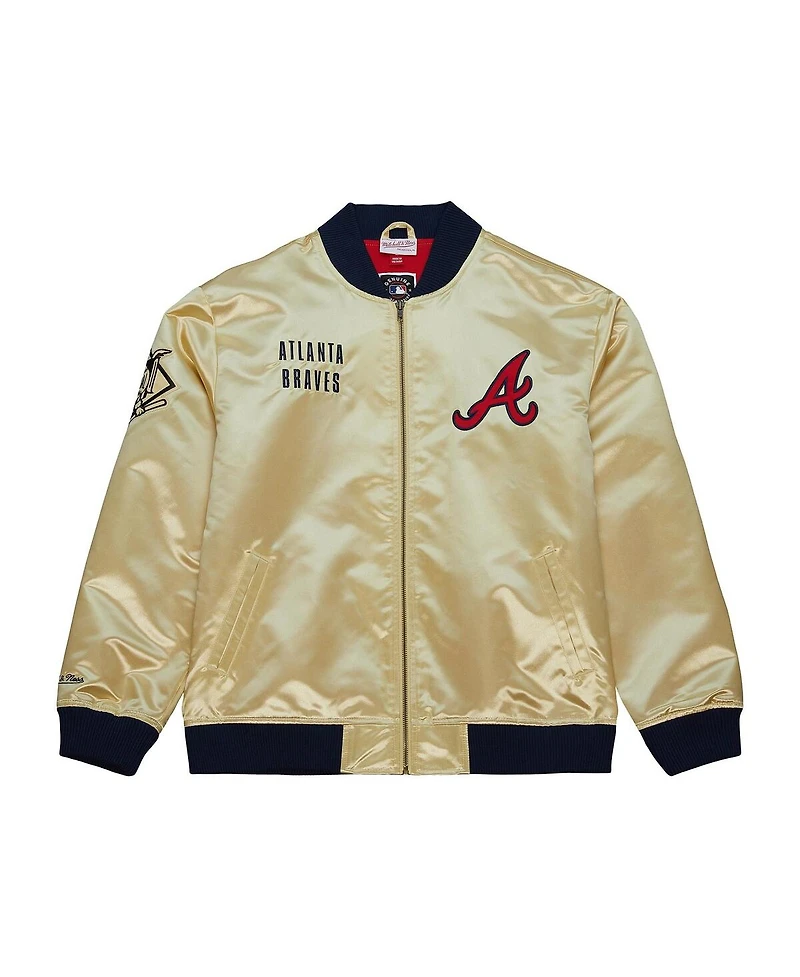 Men's Mitchell & Ness Gold Atlanta Braves Og 2.0 Lightweight Satin Full-Zip Jacket