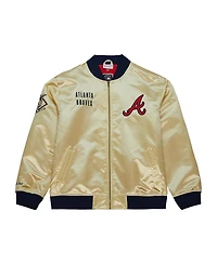 Men's Mitchell & Ness Gold Atlanta Braves Og 2.0 Lightweight Satin Full-Zip Jacket