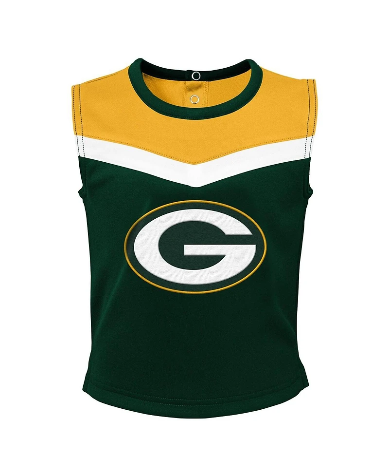 Girls Toddler Green Bay Packers Spirit Cheer Three-Piece Cheerleader Set