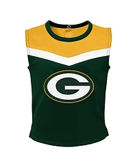 Girls Toddler Green Bay Packers Spirit Cheer Three-Piece Cheerleader Set